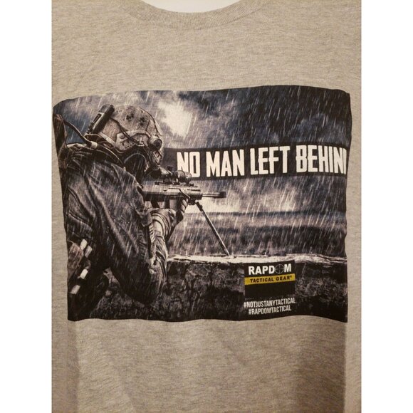 RapDom Tactical Graphics "No Man Left Behind" Mens XL Gray Tee Shirt NWT Gamer - Picture 3 of 6
